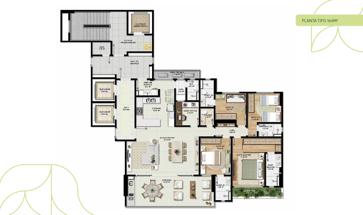 Planta 4 suítes