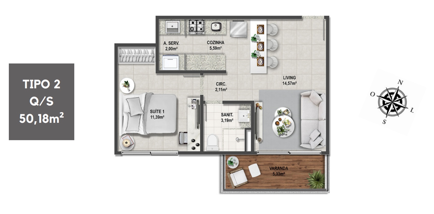 Planta Quarto e sala