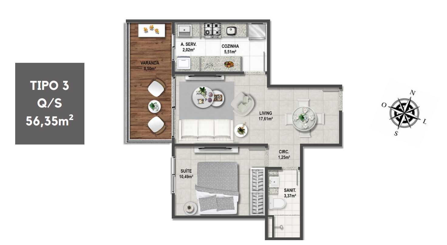 Planta Quarto e sala
