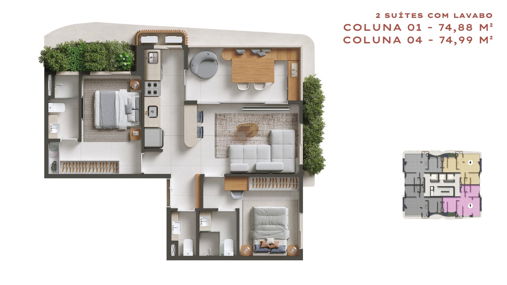 Planta 2 suítes